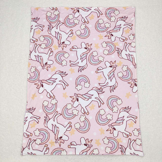 BL0100 Purple Unicorn rainbow Print Blanket
