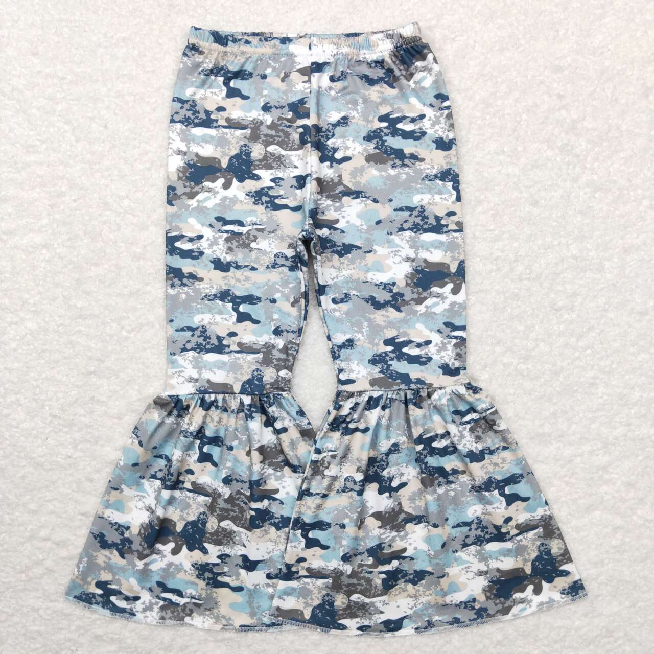 P0390 Green Camo Girls Legging Long Pants Bell Bottom