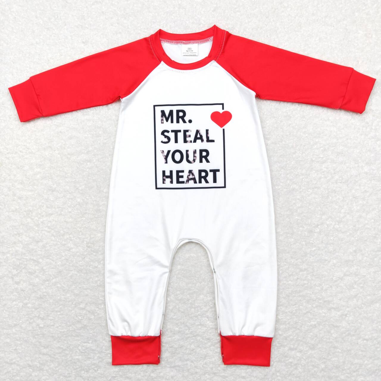 LR0797 Valentine Love Red Mr steal your heart Girls Long Sleeve Romper