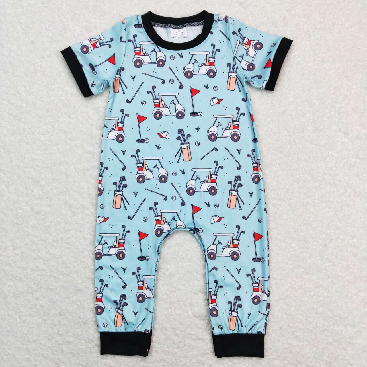 SR0529 Blue Golf Girls Short Sleeve Romper