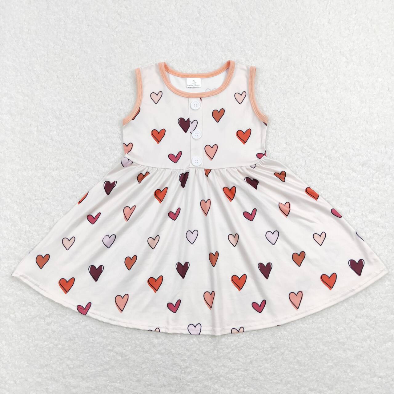 GSD0617 Love Valentine Pink Girls Short Sleeve Dresses