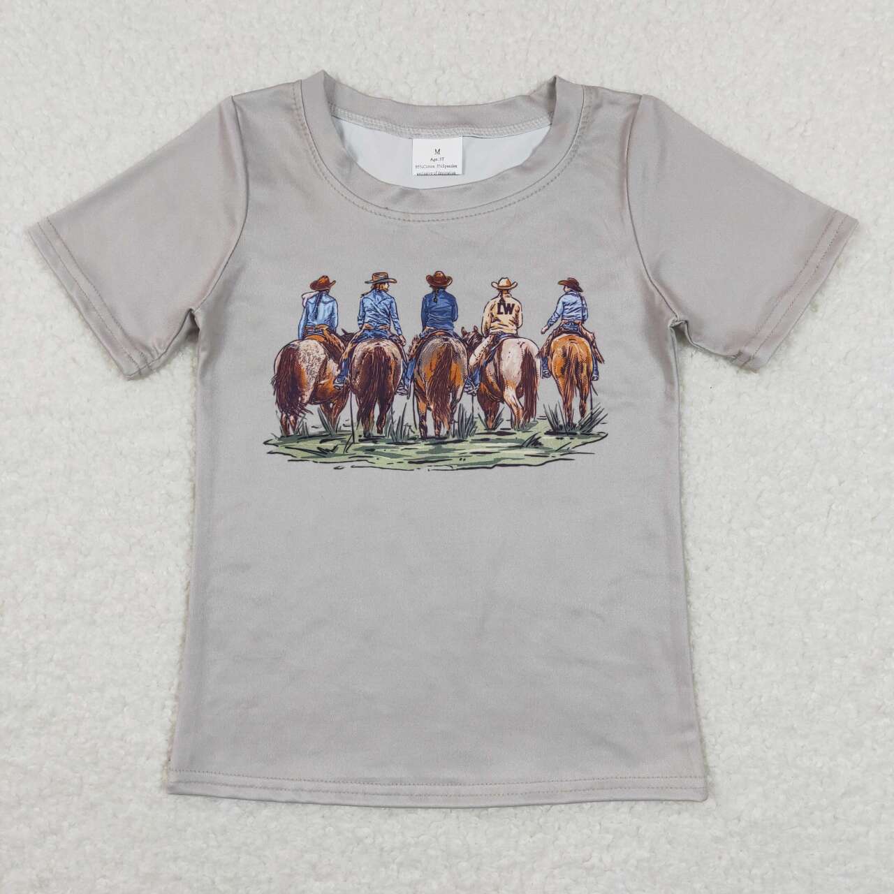 SS013 BT0505 Grey Cowboy Boys Short Sleeve Shorts Outfits