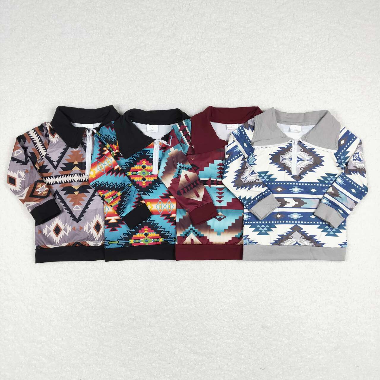 BT0228 Brown Western Winter Boys Long Sleeve Top Collar T-Shirts