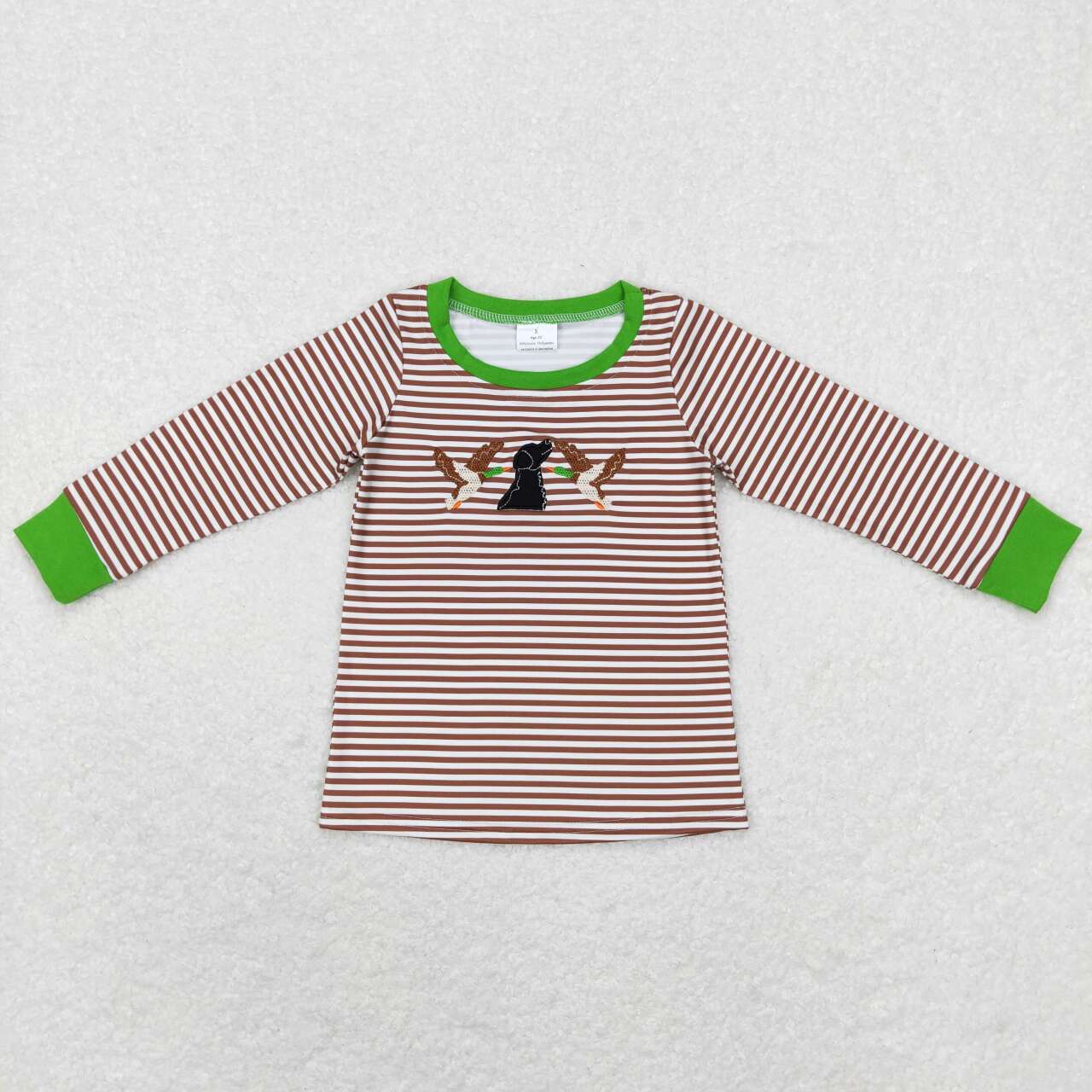 BT0419 Green Duck Cartoon Boys Long Sleeve Top T-shirts