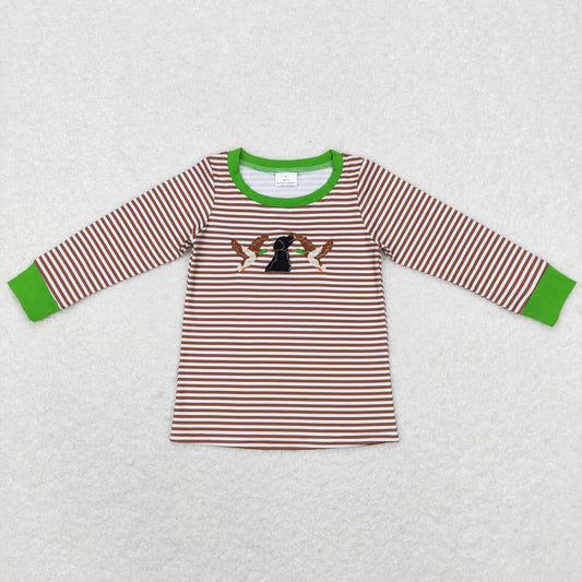 BT0419 Green Duck Cartoon Boys Long Sleeve Top T-shirts