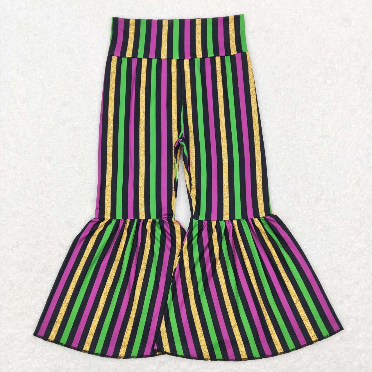 P0405 Mardi gras purple yellow purple Girls Legging Long Pants Bell Bottom
