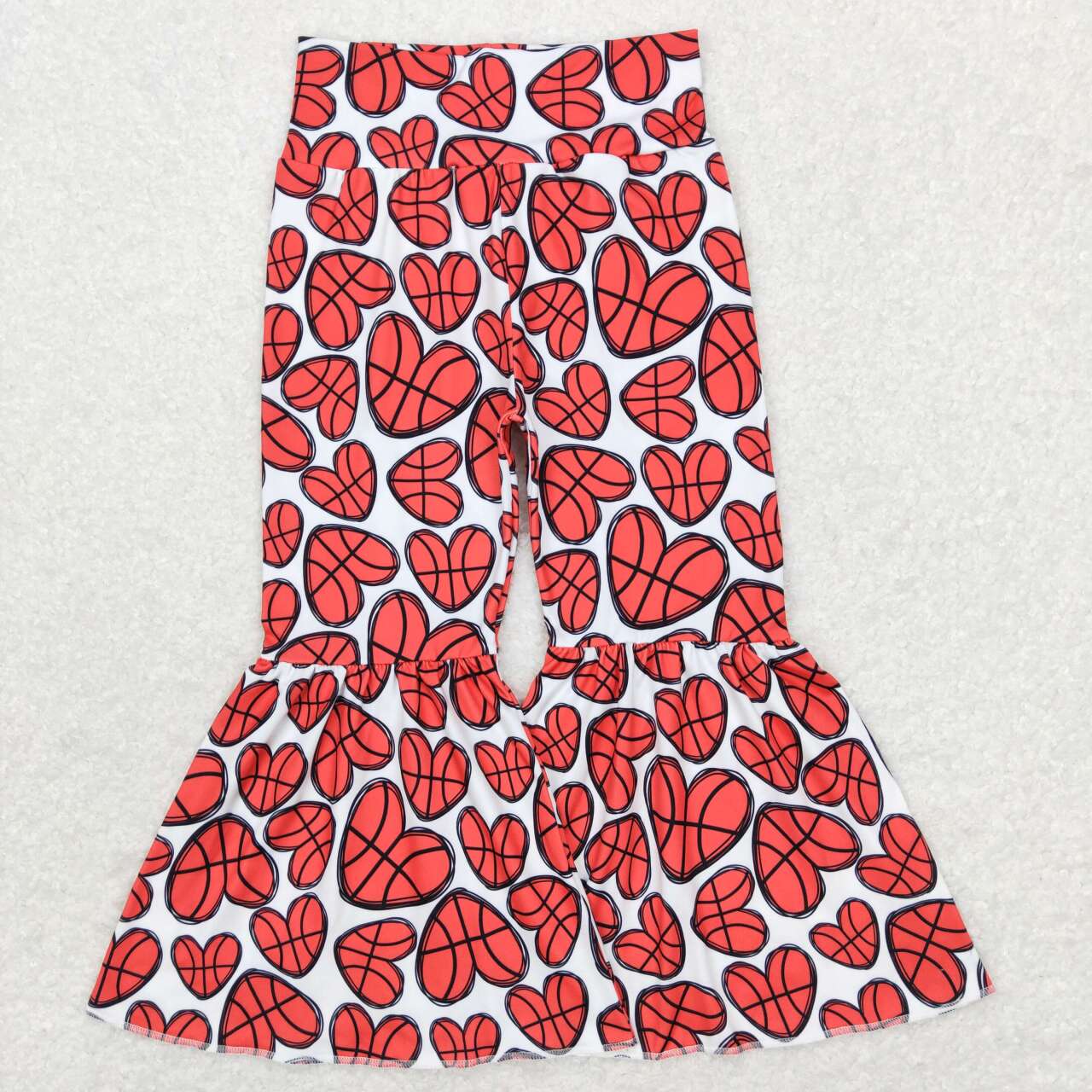 P0389 Valentine Love Red Softball Girls Legging Long Pants Bell Bottom