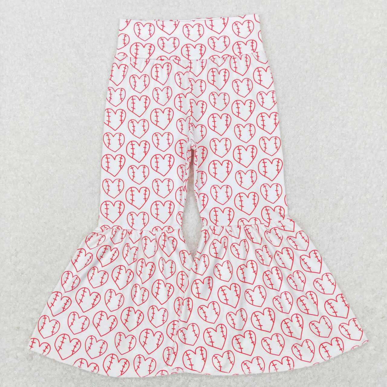 P0404 Valentine Love Softball Pink Girls Legging Long Pants Bell Bottom