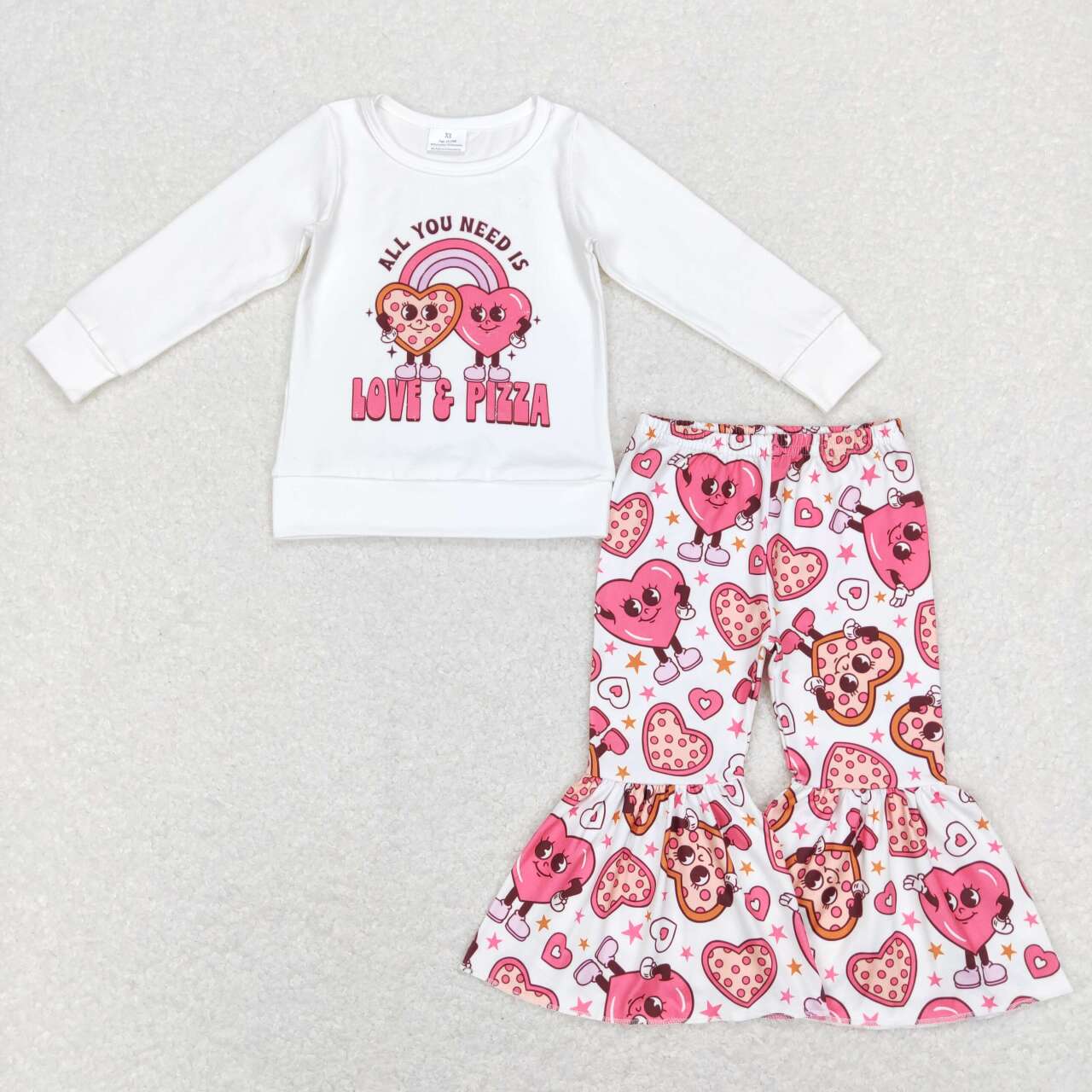 GLP1119 Valentine Pink Love Pizza Girls Long Sleeve Pants Outfits