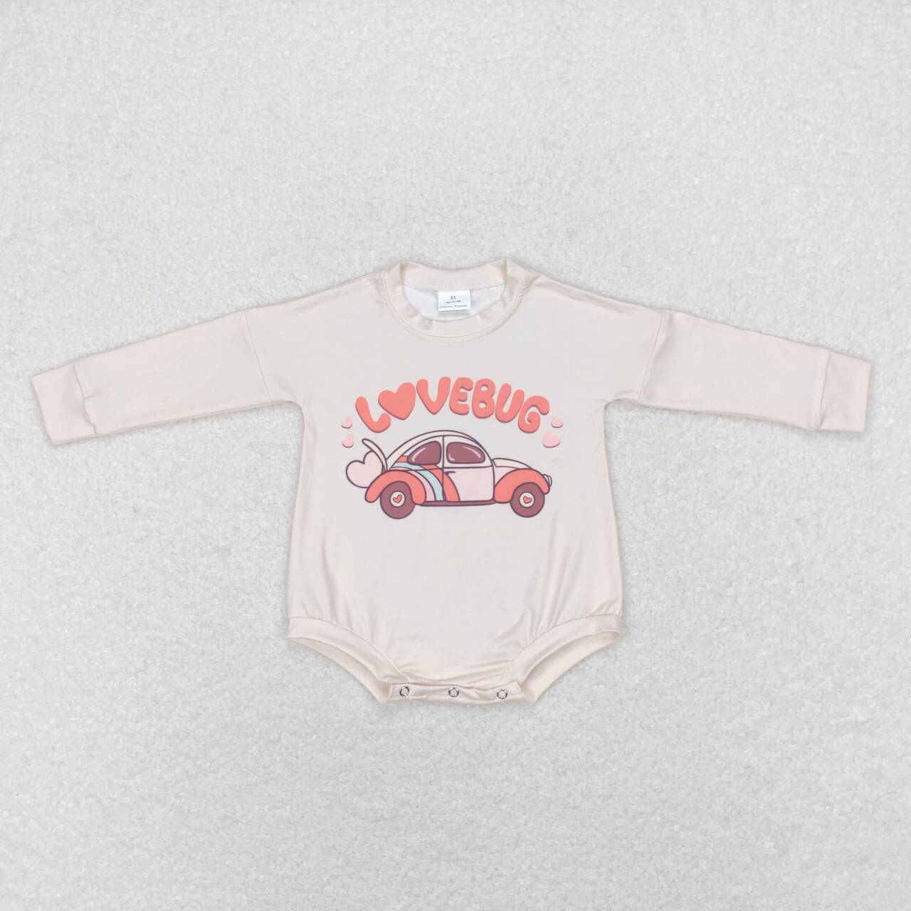 LR0833 Valentine Love Bus Pink Girls Long Sleeve Romper