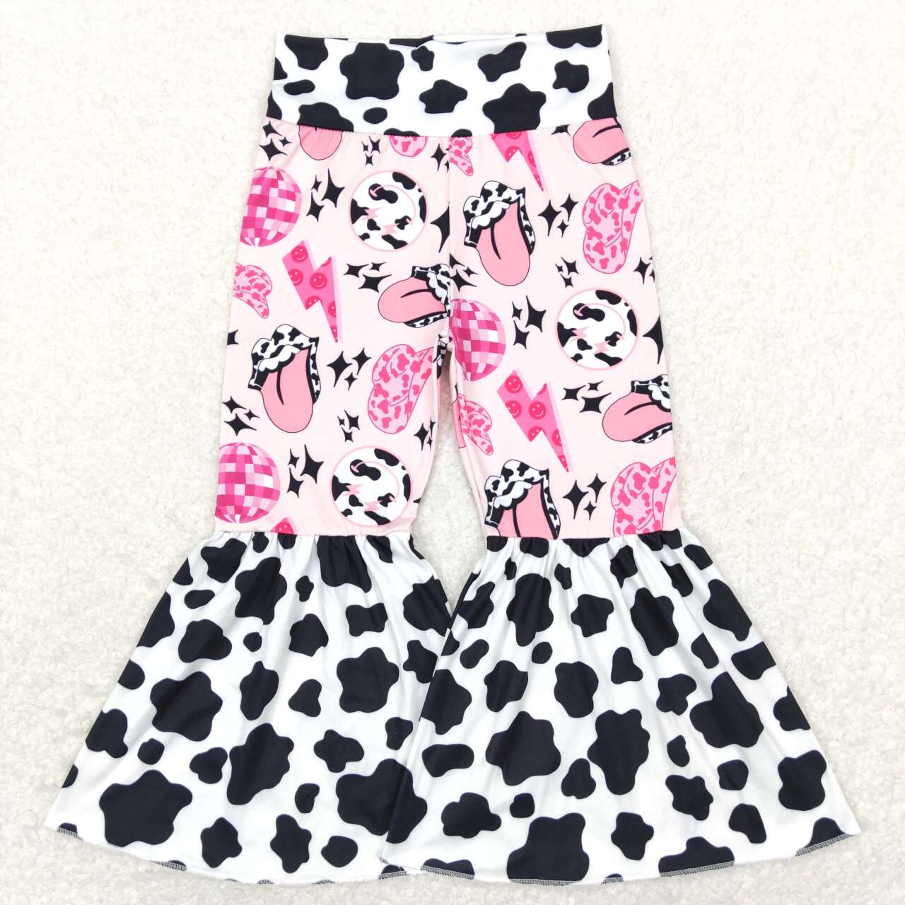 P0335 Cow print Cowboy pink Girls Long Pants