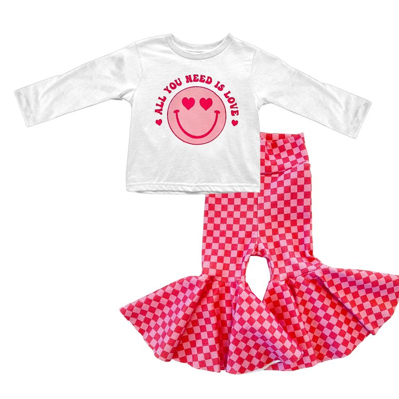 GLP0986 All you need is Valentine Love 2Pcs Girls Long Sleeve Pants Outfits