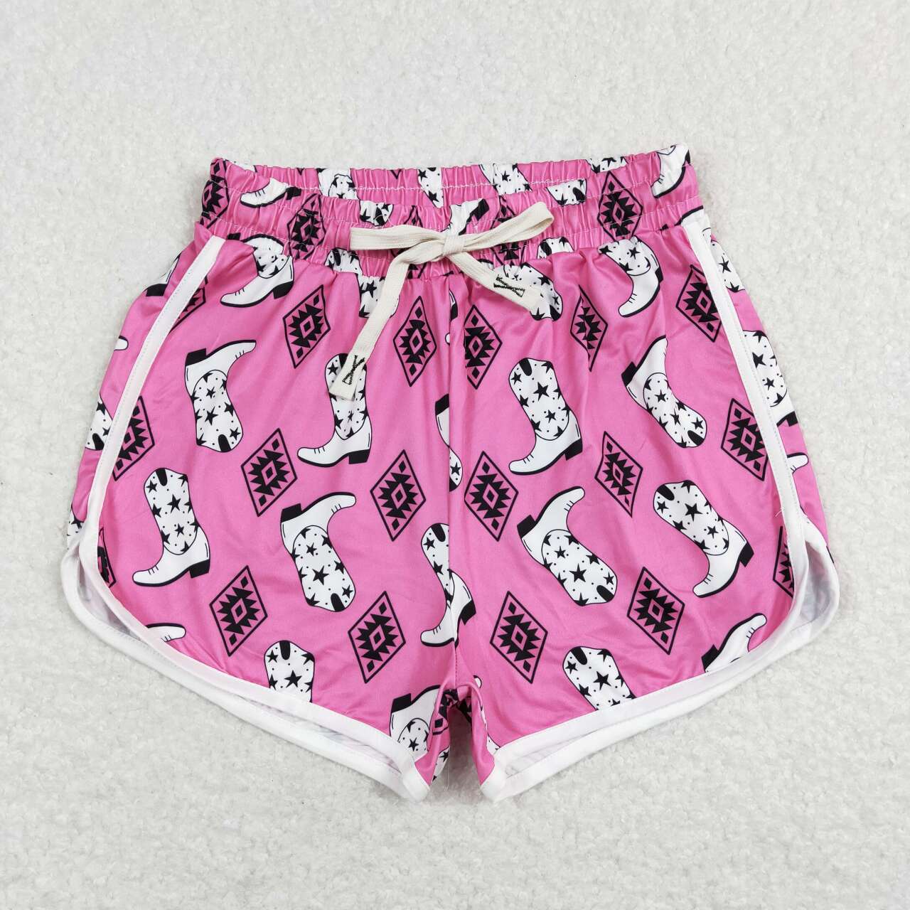 SS0126 Pink Western Cow Girls Shorts Pants