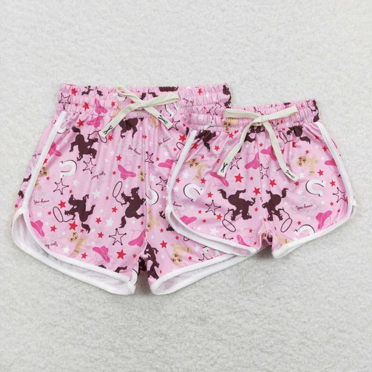 SS0125 Pink Western Cow   Girls Shorts Pants