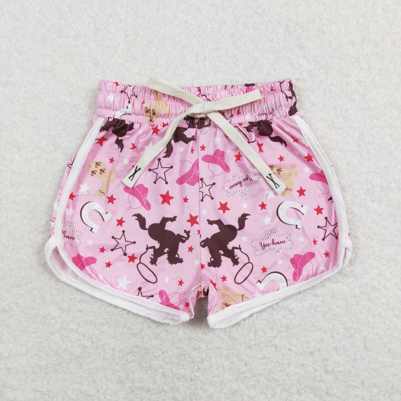 SS0125 Pink Western Cow Girls Shorts Pants