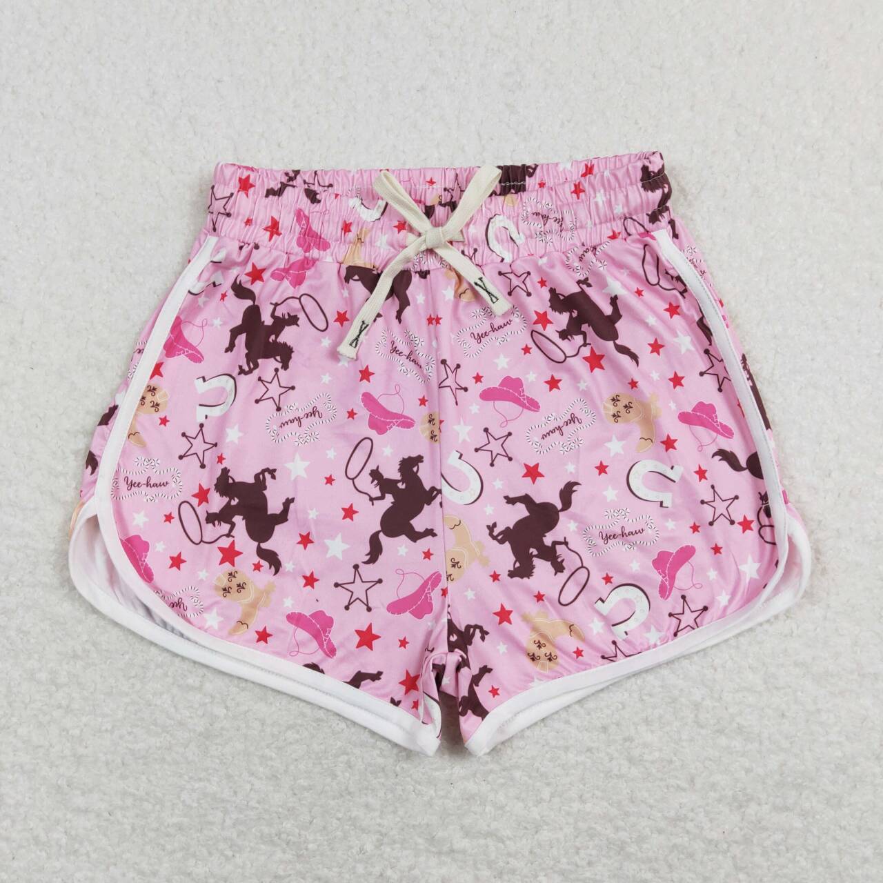 SS0125 Pink Western Cow Girls Shorts Pants