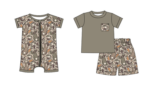 Preorder MOQ 5 pcs Each Style Easter Bunny Camo Kids Matching Clothes 202609