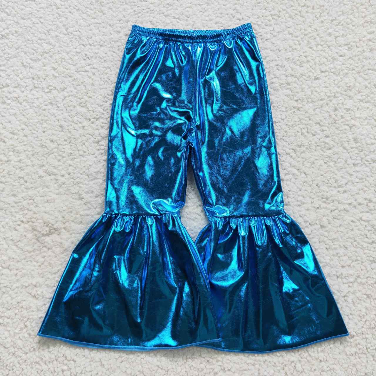 P0252 Blue Sequin Print Girls Long Pants
