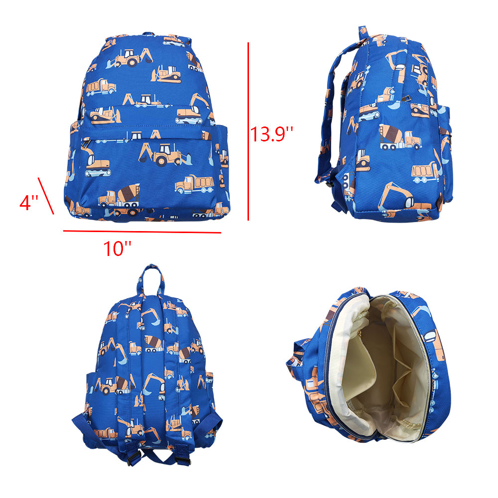 BA0169 Trucks Blue Backpack Boys School Bags 4*10*13.9 inches RTS 202508
