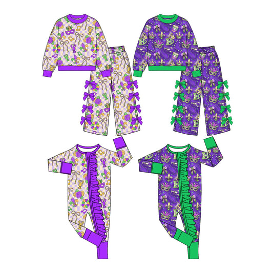 Preorder MOQ 5 pcs Each Style Mardi Gras Mask Kids Matching Clothes 202609