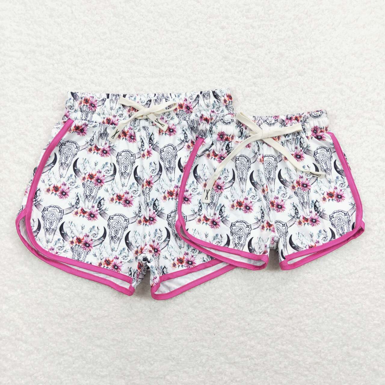 SS0122 Pink Western Cow Girls Shorts Pants