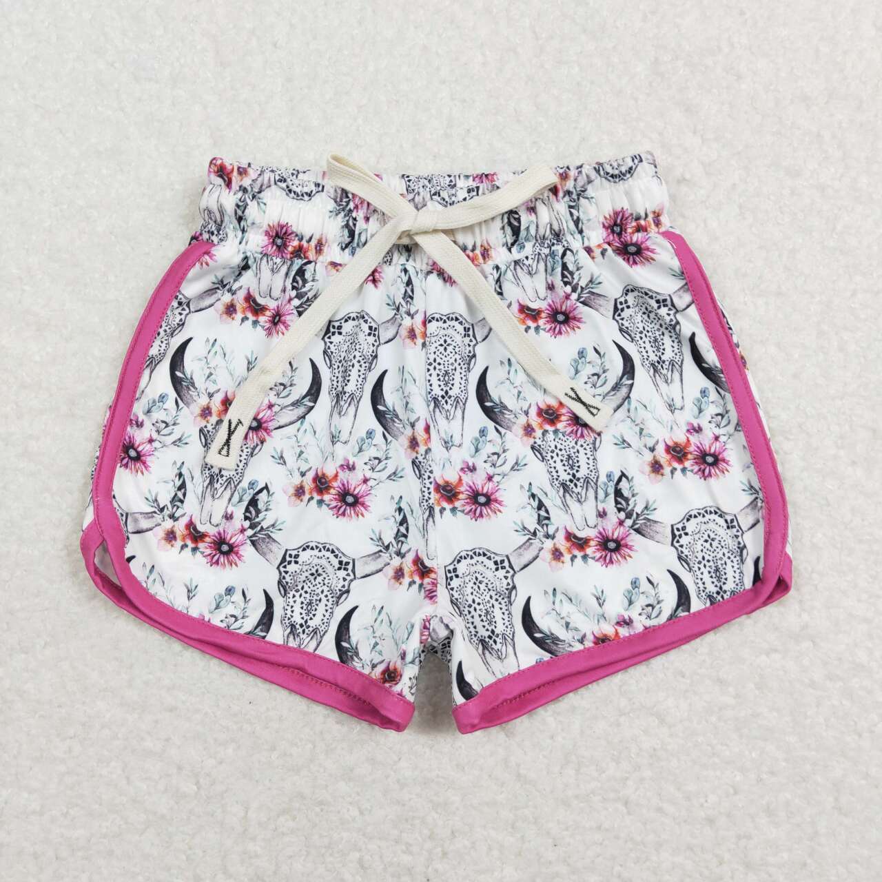 SS0122 Pink Western Cow Girls Shorts Pants