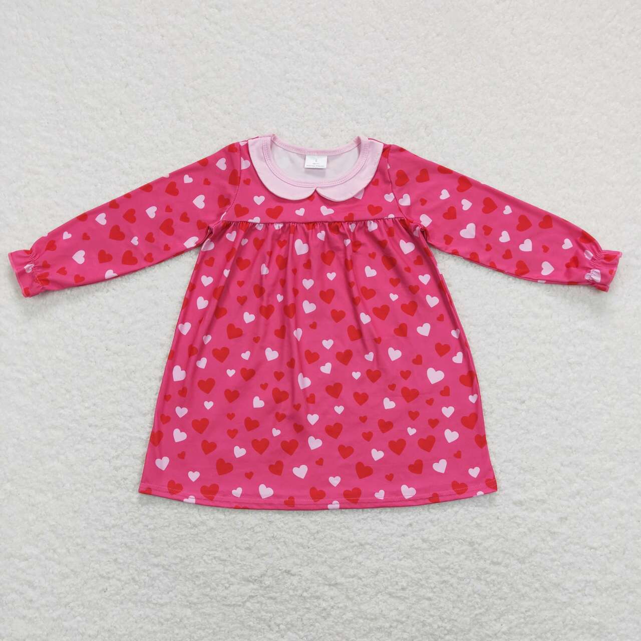 GLD0492 Valentine Love Pink Girls Long Sleeve Dresses