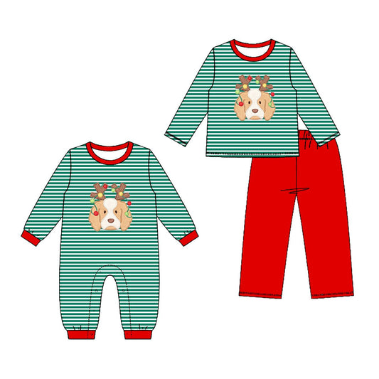 Embroidery Christmas Elk Kids Boys Matching Clothes