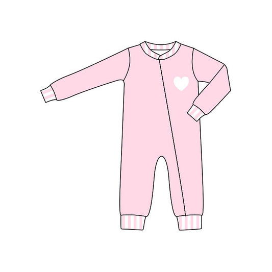 CUSTOM MOQ 5 PCS preorder Valentines Day Love Pink Long Sleeve Girls Romper 202511