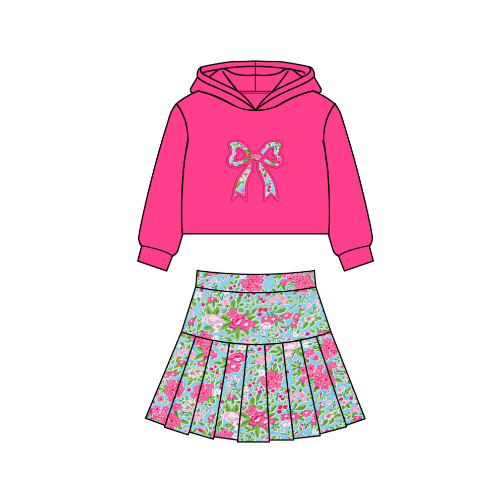 PRE-ORDER CUSTOM MOQ 5 PCS Girls Hooded Long Sleeve Skorts Outfits 20251120
