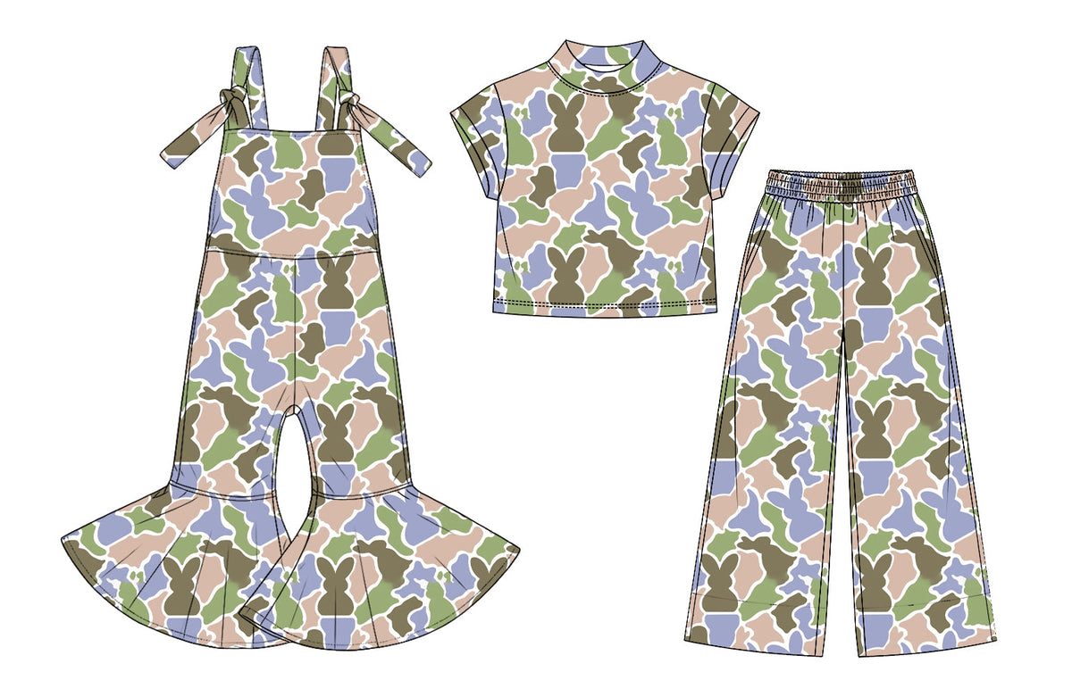 Preorder MOQ 5 pcs Each Style Easter Bunny Camo Kids Matching Clothes 202609