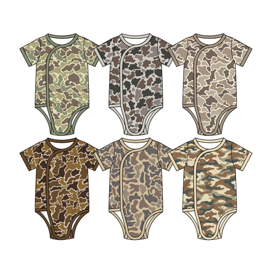 Preorder MOQ 5 pcs Each Style Hunting Camo Baby Side Snap Romper Kids Matching Clothes