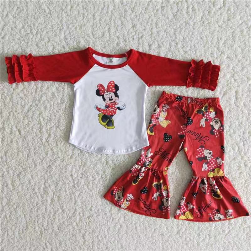 Clearance 6 A14-28 Mickey Mouse Minnie long sleeve top bell bottoms