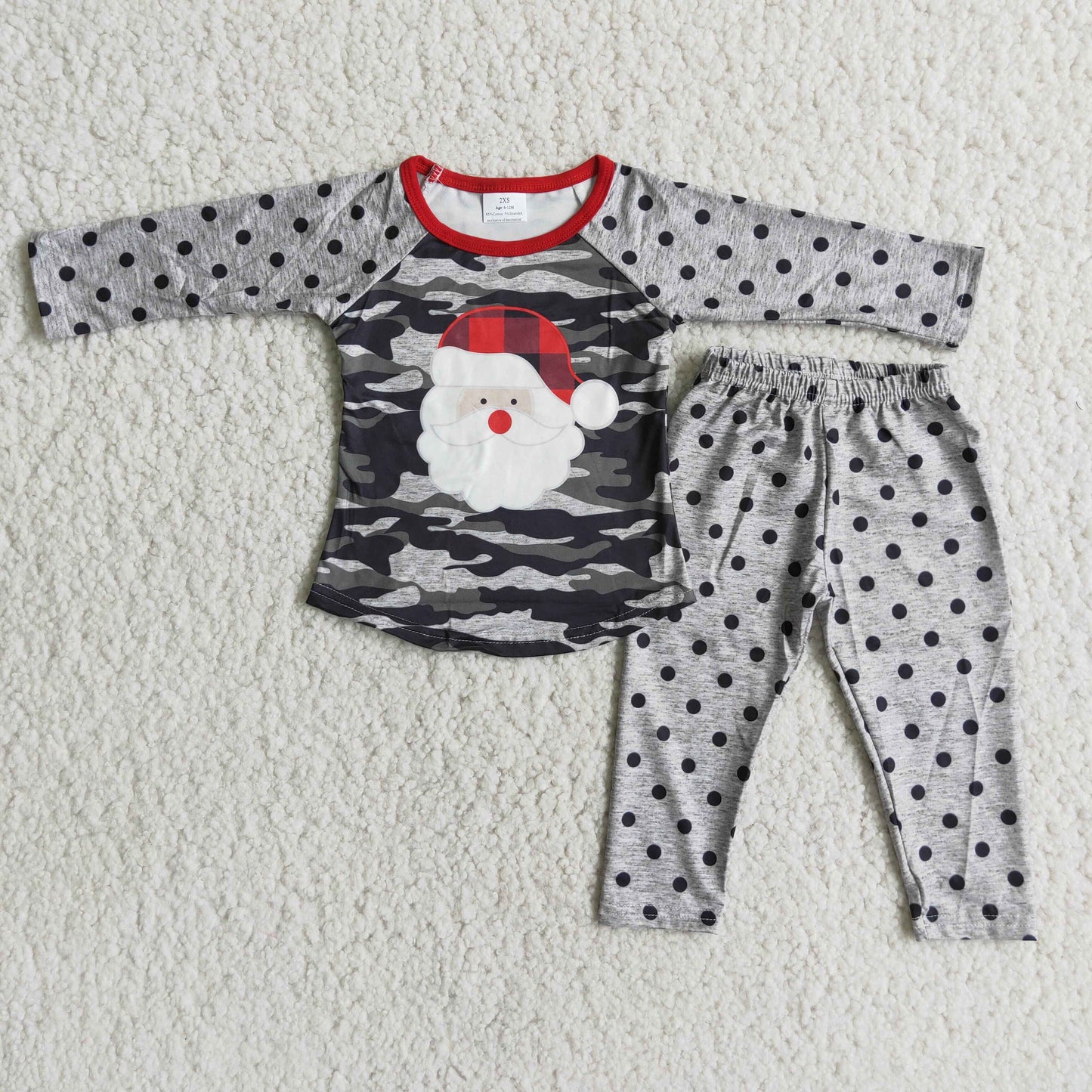 Promotion RTS 6 A23-13 Christmas Gray Camouflage Dots Long Sleeve Pants Boys Sets