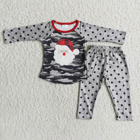 Promotion RTS 6 A23-13 Christmas Gray Camouflage Dots Long Sleeve Pants Boys Sets