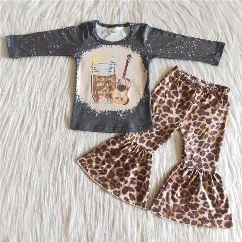 Clearance 6 B13-18 Guitar Girls Long Sleeve Bell Bottom Pants Outfits