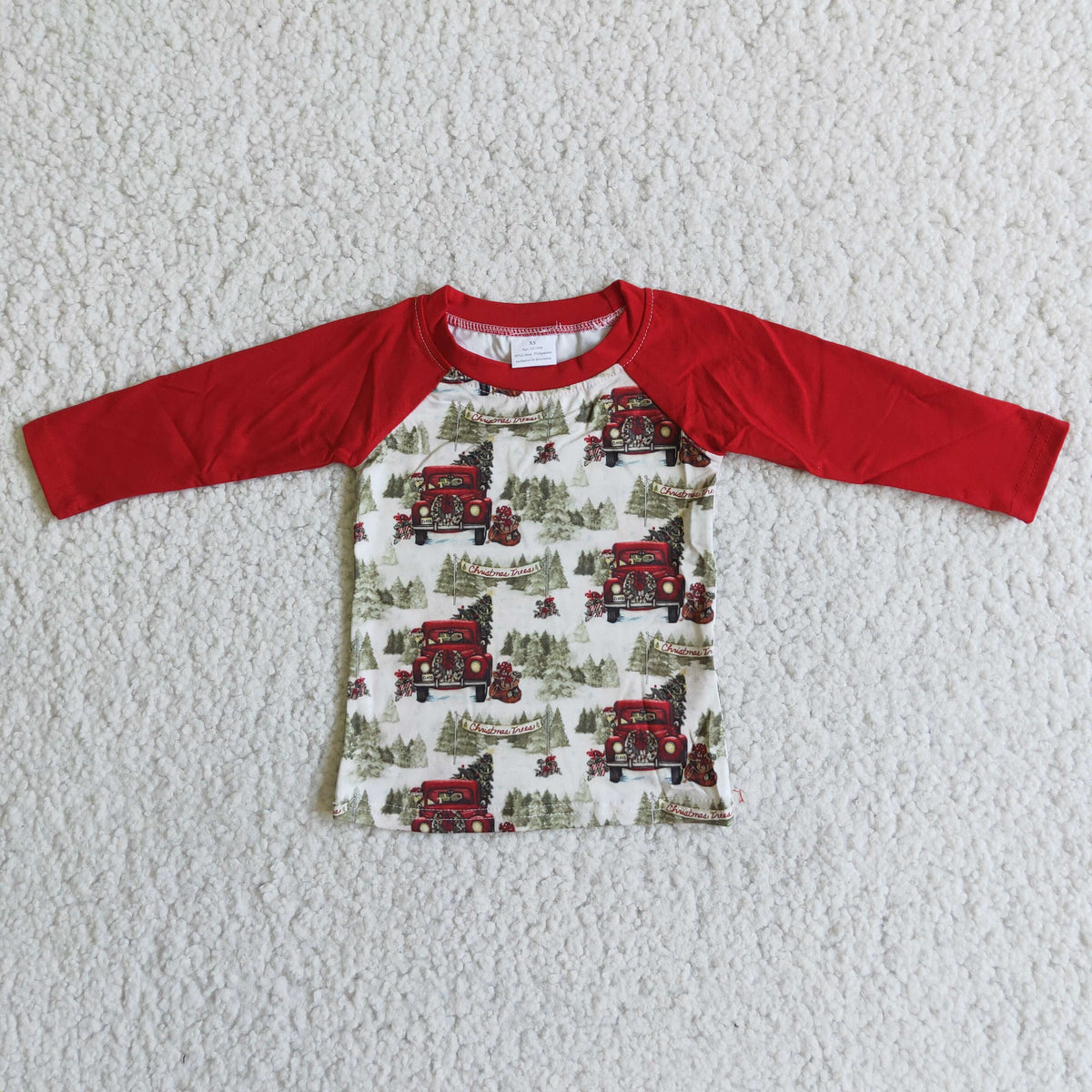 Promotion RTS 6 B2-11 Christmas Santa Trees Red Long Sleeve Top T-shirts