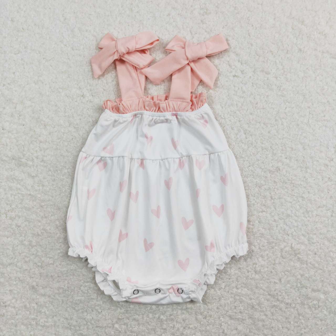SR0731 Pink Love Valentine Girls Short Sleeve Romper