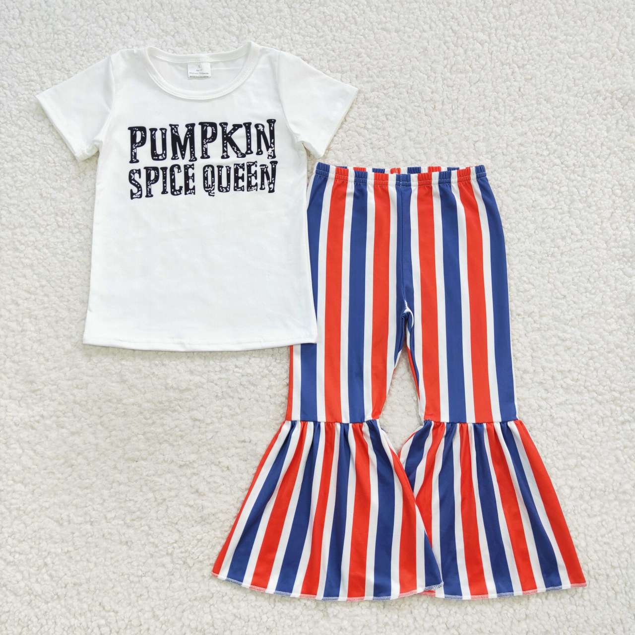 GSPO0794 Halloween Pumpkin Spice Wueen Girls Short Sleeve Pants Outfits