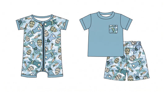 Preorder MOQ 5 pcs Each Style Easter Bunny Carrots Eggs Camo Kids Matching Clothes 202609