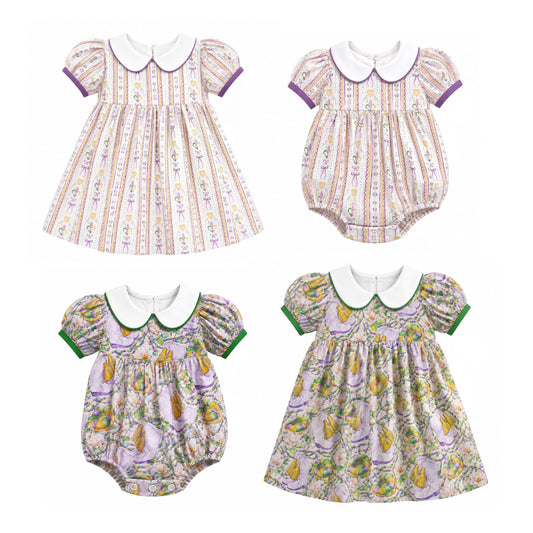 Preorder MOQ 5 pcs Each Style Mardi Gras Doll Collar Kids Matching Clothes 202609