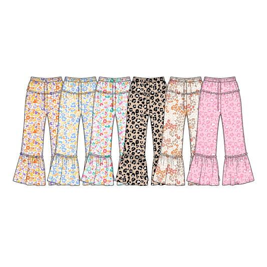 Preorder MOQ 5 pcs Each Style Colorful Leopard Girl's Wide-Leg Pants Kids Matching Clothes£¨¸±±¾£©
