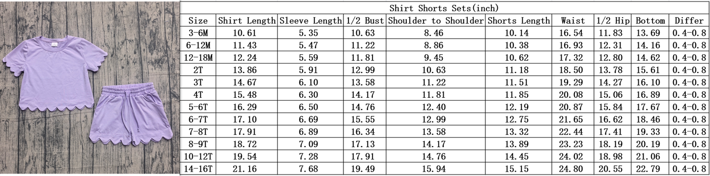 GSSO3172 Solid Cotton Black Ruffle Short Sleeve Shorts Girls Sets 202603 RTS