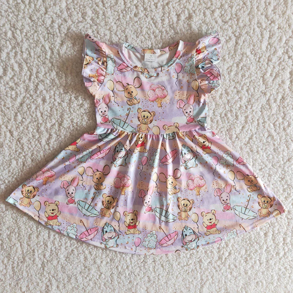 Clearance B11-11 Pink balloon big ears Bear flying sleeve skirt high quality