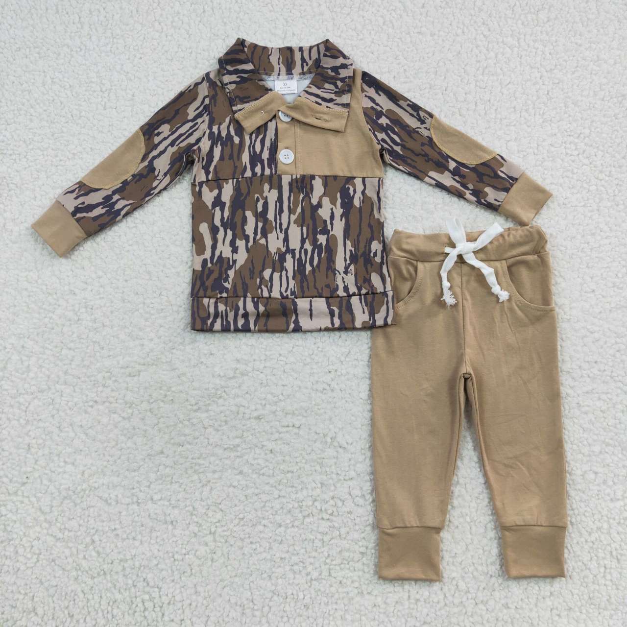 BLP0239 Brown Camo Boys Long Sleeve Pants Outfits
