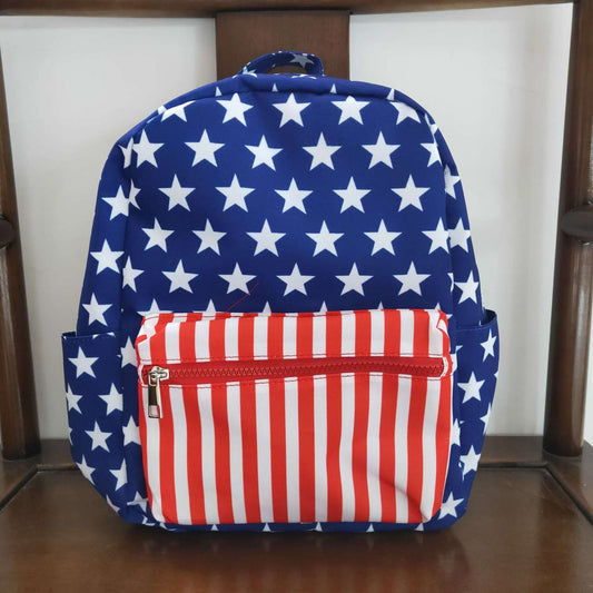 BA0053 4th Of July Blue Red Star Print Little Bag Bagpack