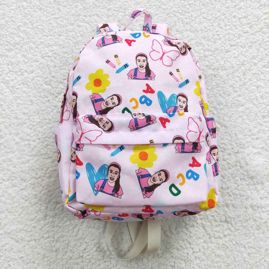 BA0070 Back To School Pink Cartoon English Love Ms. Print Little Bag Bagpack