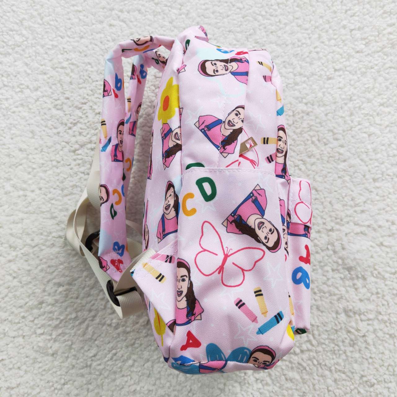 BA0070 Back To School Pink Cartoon English Love Ms. Print Little Bag Bagpack