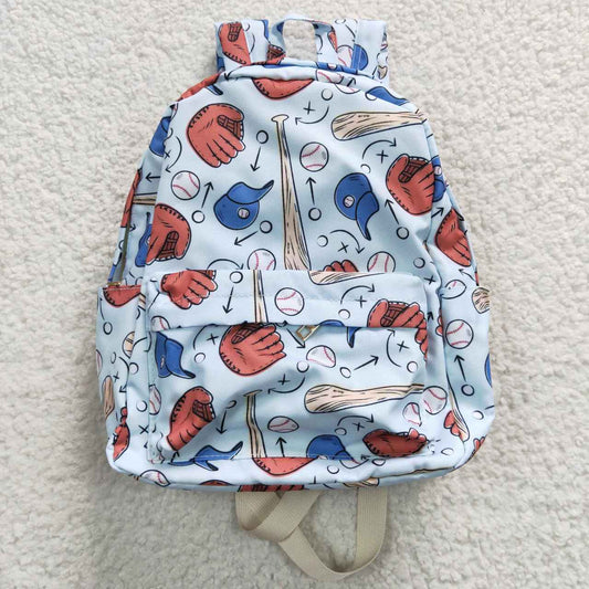 BA0075 Blue Red Softball Print Little Bag Bagpack