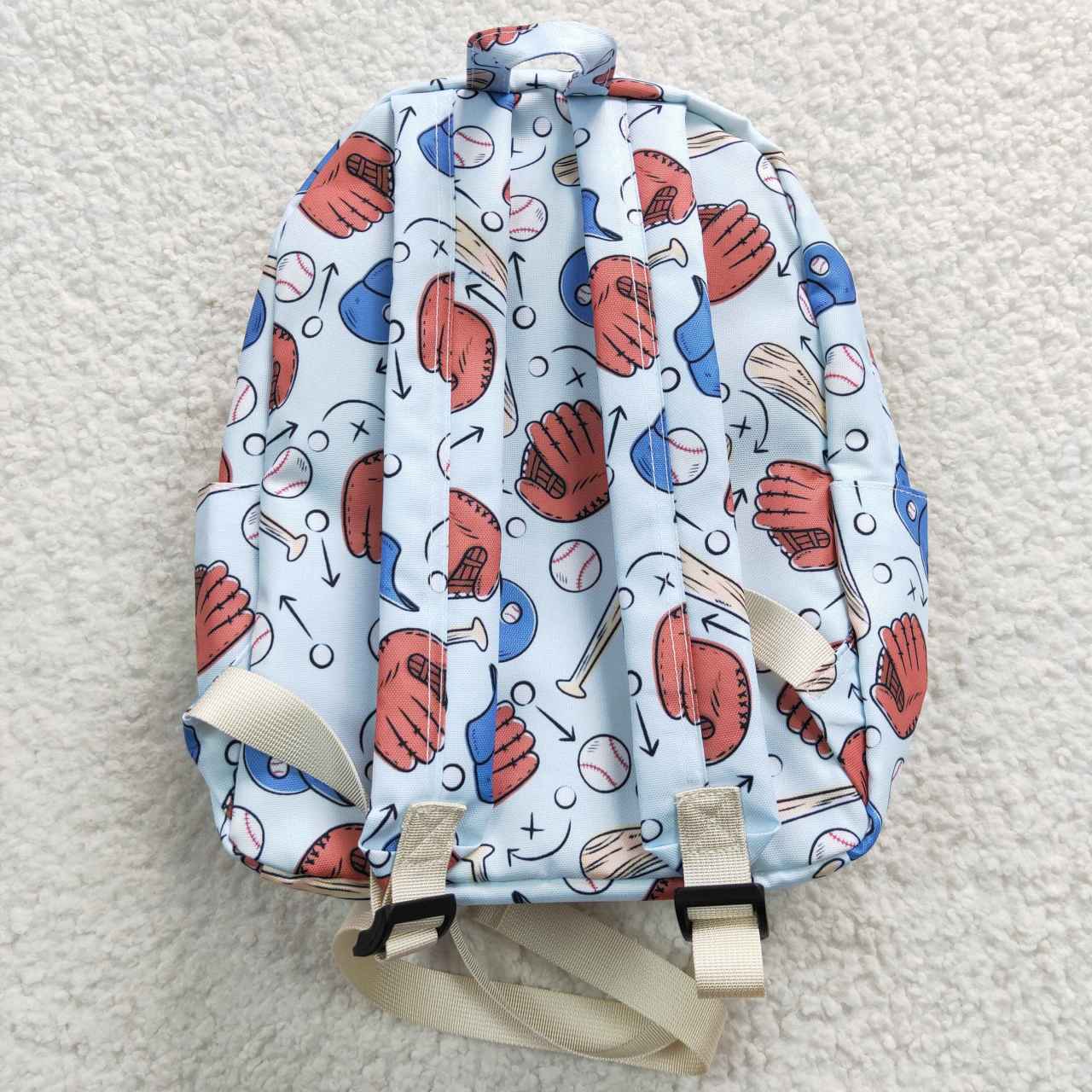 BA0075 Blue Red Softball Print Little Bag Bagpack
